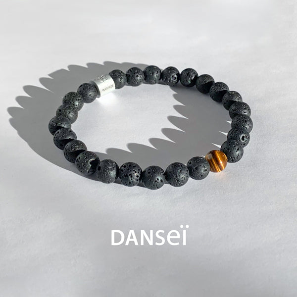 Nouveau bracelet pour homme en pierre de lave et oeil de tigre