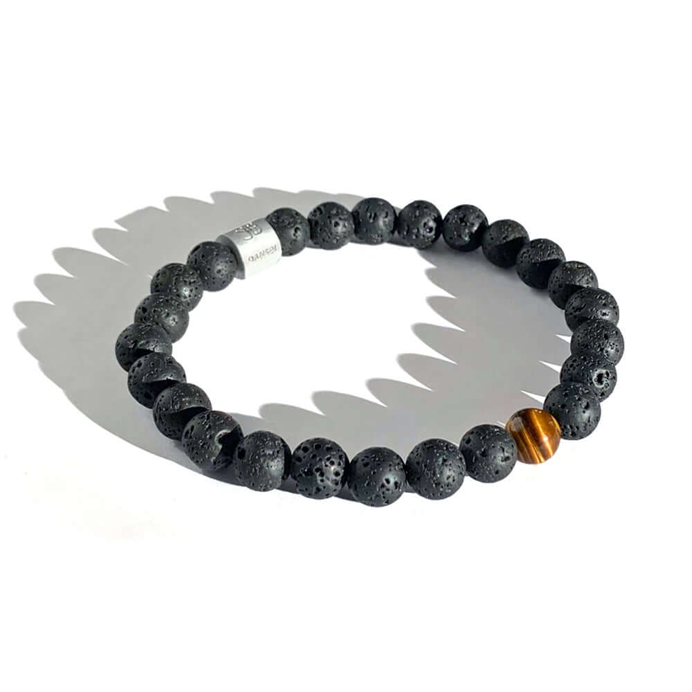 BRA501 - Lava stone + tiger eye bracelet