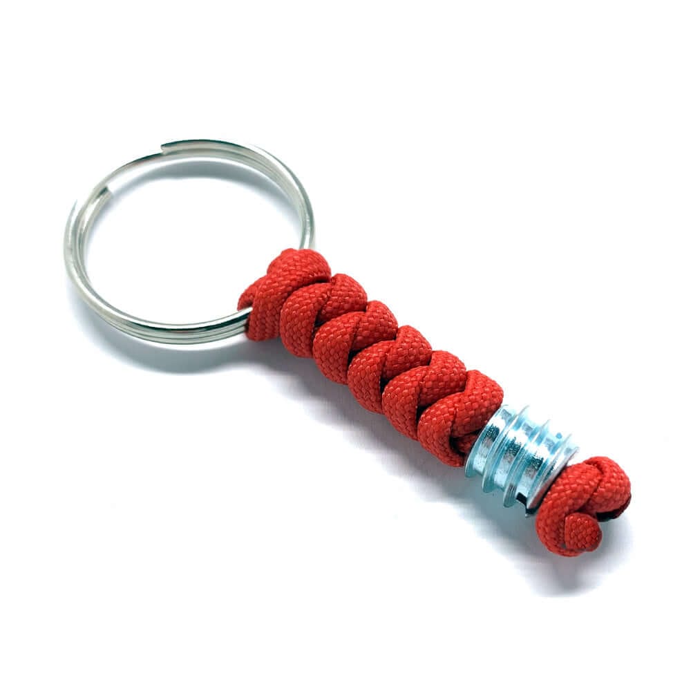 porte-clés en parcours rouge avec anneau double plaqué acier inoxydable