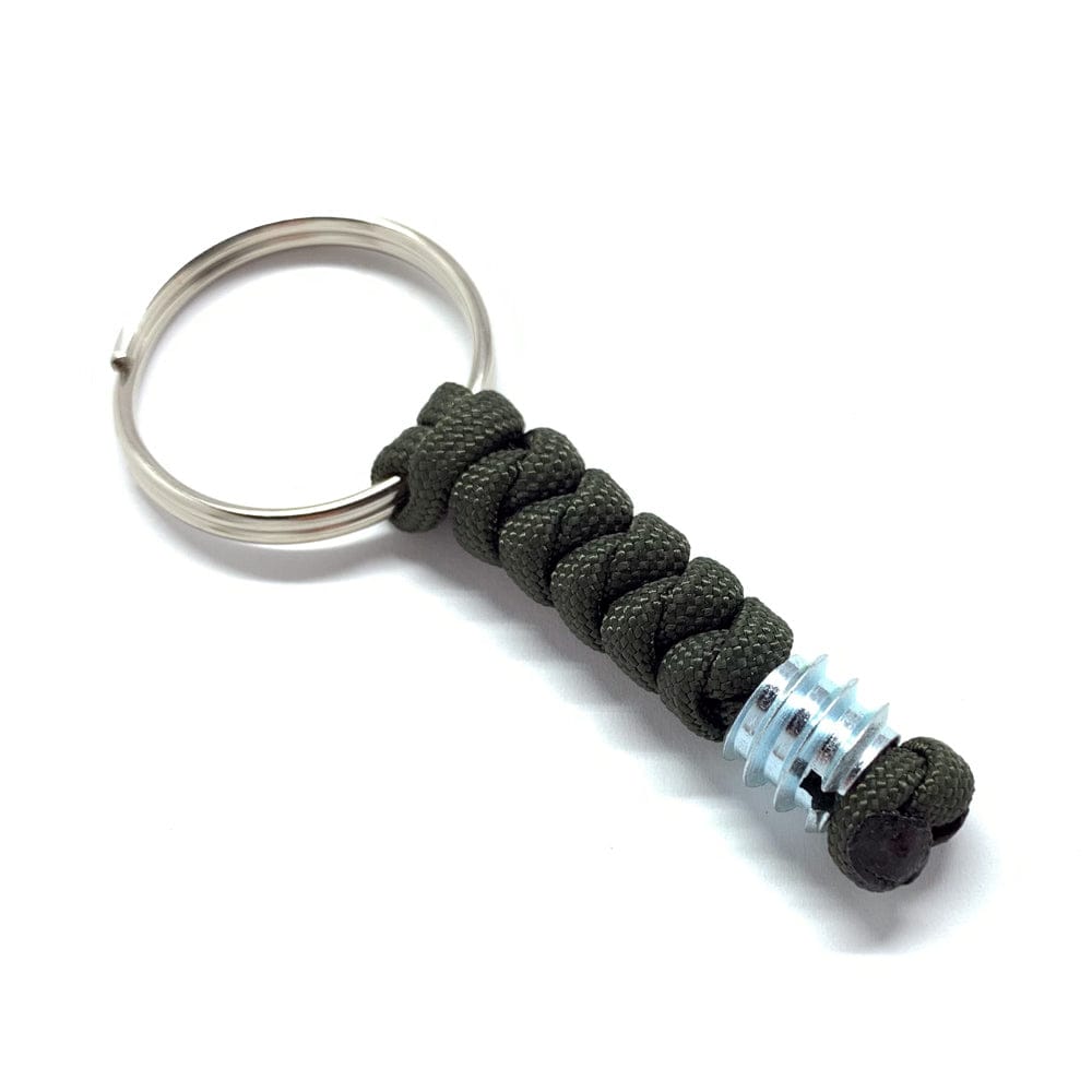 porte-clés en parcours olive avec anneau double plaqué acier inoxydable